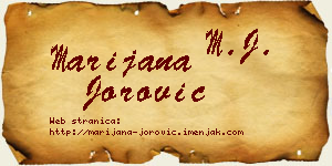 Marijana Jorović vizit kartica